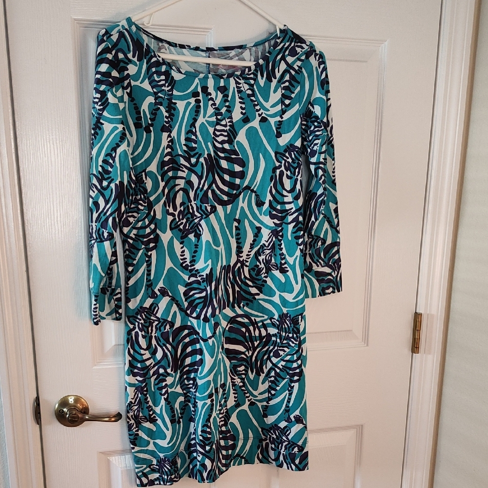 Lilly Pulitzer Teal and Black Patterned Fabric